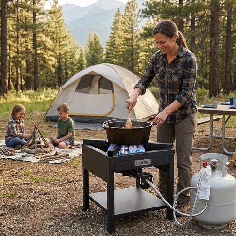 Bestfire 260,000 BTU Outdoor Propane Gas Stove, 0-20 PSI Adjustable Regulator, Steel-Braided Hose, High Pressure Single Burner Cooker for Turkey Fryer, Seafood Boil, Quemador de Gas Propano in Saudi Arabia