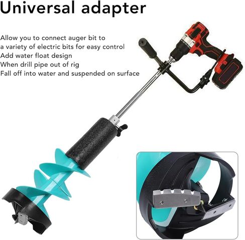 Electric Ice Auger for Fishing Nylon Corless Lightweight Impact with 50cm and Guards for Shallow Water Ice Fishing Enthusiasts Aluminum Alloy Hard Steel in Saudi Arabia