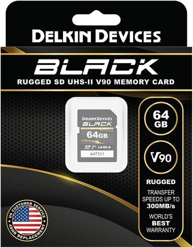 Delkin Devices Black 64GB SDXC UHS-II V90 SD Memory Card in Saudi Arabia