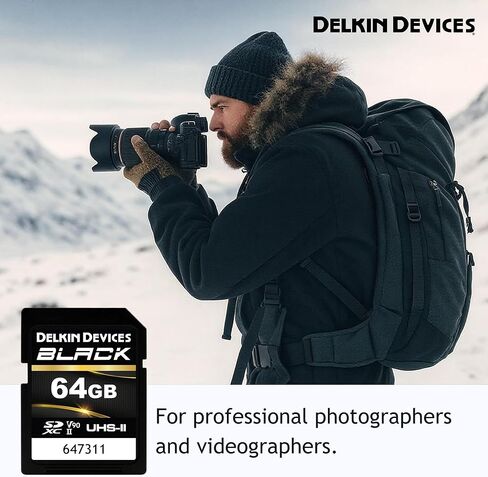 Delkin Devices Black 64GB SDXC UHS-II V90 SD Memory Card in Saudi Arabia