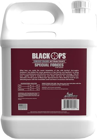 ANI-Logics Black Ops Special Forces Berry Blast Liquid Bear جذاب - رائحة حلوة تدوم طويلاً - رج وصب لجذوع الأشجار/جذوع الأشجار ومواقع الطعم - رائعة لاستطلاعات Trail-Cam - 1 جالون in Kuwait