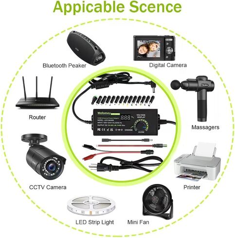 Universal Power Supply 3V~36V 4A 144W Adjustable Variable 3V 5V 6V 9V 12V 15V 18V 20V 24V 30V 36V Switching AC/DC Adapter Charger, 100V-240V AC to DC Converter with 14 Tips, Polarity Converter in Saudi Arabia
