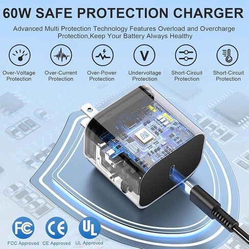 Replacement for Switch 2 Charger - 60w AC Power Adapter for Nintendo 2/1, 4.9FT/1.5M UBC Cable, Support 4K TV Dock, PD3.0 Fast Charging Supply 20V/3A for Nintendo Switch Batteries in Saudi Arabia