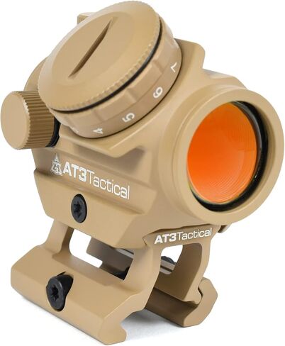 AT3 التكتيكي RD-50 PRO FDE Red Dot Sight - مع حامل صاعد للشهادة مع مشاهد حديدية - 2 MOA نطاق نقطة حمراء مدمجة (Med .83 "Riser (الشهادة المطلقة)) in Kuwait