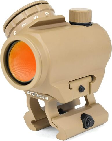 AT3 التكتيكي RD-50 PRO FDE Red Dot Sight - مع حامل صاعد للشهادة مع مشاهد حديدية - 2 MOA نطاق نقطة حمراء مدمجة (Med .83 "Riser (الشهادة المطلقة)) in Kuwait
