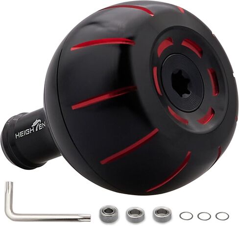 مقبض بكرة الصيد HEIGHTEN 42 مم من أجل Shimano Daiwa Baitcasting Spinning Reel Stradic FK 5000 Saragosa SW Ocea Jigger Torium Speedmaster (42 مم - أسود وسيفر) (1118) in Kuwait