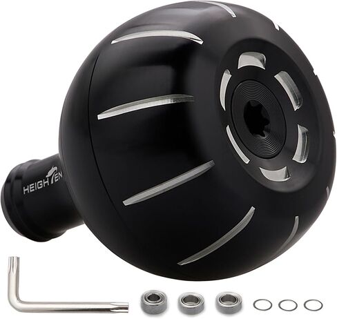 مقبض بكرة الصيد HEIGHTEN 42 مم من أجل Shimano Daiwa Baitcasting Spinning Reel Stradic FK 5000 Saragosa SW Ocea Jigger Torium Speedmaster (42 مم - أسود وسيفر) (1118) in Kuwait