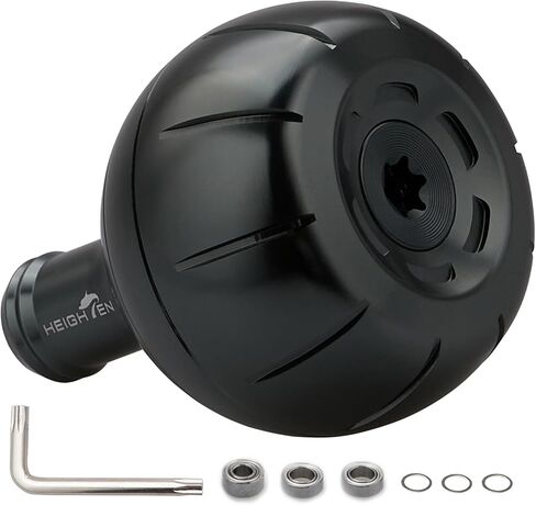 مقبض بكرة الصيد HEIGHTEN 42 مم من أجل Shimano Daiwa Baitcasting Spinning Reel Stradic FK 5000 Saragosa SW Ocea Jigger Torium Speedmaster (42 مم - أسود وسيفر) (1118) in Kuwait