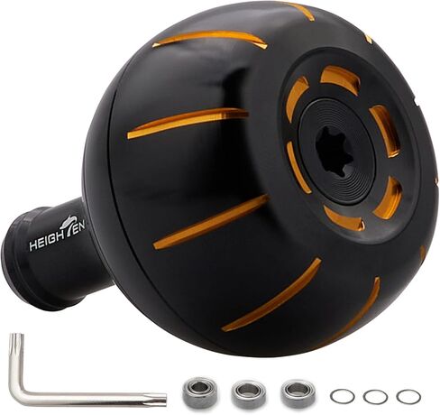 مقبض بكرة الصيد HEIGHTEN 42 مم من أجل Shimano Daiwa Baitcasting Spinning Reel Stradic FK 5000 Saragosa SW Ocea Jigger Torium Speedmaster (42 مم - أسود وسيفر) (1118) in Kuwait