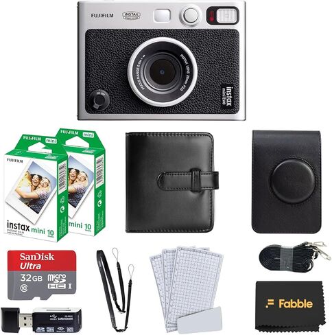 Fujifilm Instax Mini Evo Hybrid Instant Camera (Black) Bundle with 20-Exposure Film, 32GB microSD Card, Protective Case, Photo Album, Screen Protectors, USB Card Reader in Saudi Arabia
