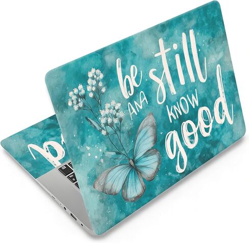 12.1-15.6 Inch Universal Reusable Laptop Skin Sticker Decal, Waterproof Removable Protector for Notebook Cover, Scratch-Resistant Vinyl Cuttable Full Wrap Sticker, Golden Butterflies Green Leaves in Saudi Arabia