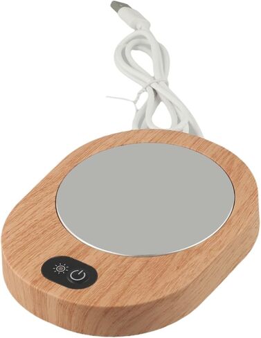 USB Electric Cup Warmer with Gravity Sensor, 55-65C Constant Temperature Coffee Mug Heater, Portable Wood Grain Design for Office Home Travel in Saudi Arabia