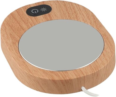 USB Electric Cup Warmer with Gravity Sensor, 55-65C Constant Temperature Coffee Mug Heater, Portable Wood Grain Design for Office Home Travel in Saudi Arabia
