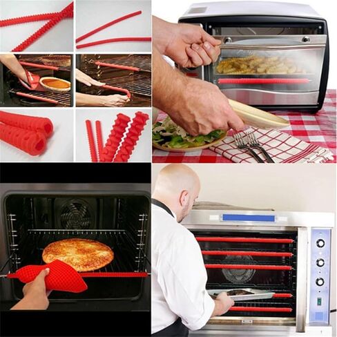 Extra Long Oven Rack Shields - 2 Pack Heat Resistant Silicone Oven Rack Cover 14 inches Long Oven Rack Edge Protector, Protect Against Burns and Scars,Prevents Hand and Arm Burns (Black) in Saudi Arabia
