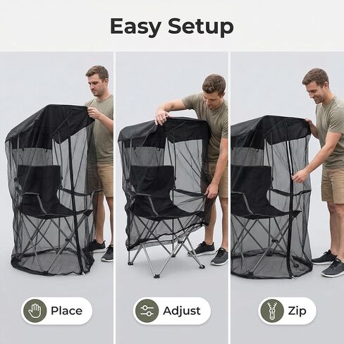 Mosquito Net for Canopy Chair & Patio Swing, Chair Bug Net Enclosure with Zipper Door, Extra Large 61" x 49" x 81" Bug Tent Cover, Breathable Mesh Chair Shield for Camping, Fishing & Backyard in Saudi Arabia