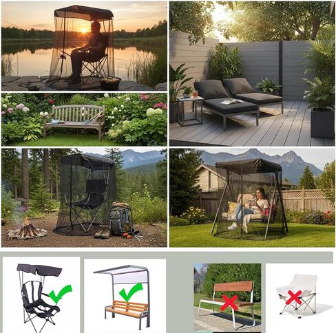Mosquito Net for Canopy Chair & Patio Swing, Chair Bug Net Enclosure with Zipper Door, Extra Large 61" x 49" x 81" Bug Tent Cover, Breathable Mesh Chair Shield for Camping, Fishing & Backyard in Saudi Arabia