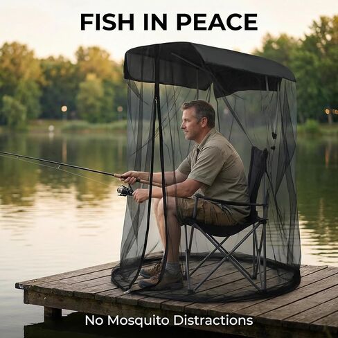 Mosquito Net for Canopy Chair & Patio Swing, Chair Bug Net Enclosure with Zipper Door, Extra Large 61" x 49" x 81" Bug Tent Cover, Breathable Mesh Chair Shield for Camping, Fishing & Backyard in Saudi Arabia