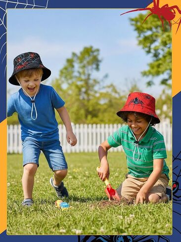 Skicuff 2 حزمة قبعات دلو العنكبوت Spiderweb قبعات الشمس Packable الصيف الشاطئ قبعة الصيد مع حافة واسعة لموضوع العنكبوت لوازم الحفلات هدايا عيد ميلاد الكرتون الأنشطة الخارجية حماية من الشمس in Saudi Arabia
