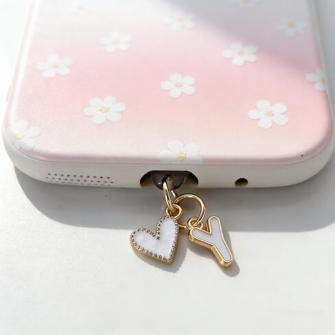 26 Letters Heart Charms Metal Type C Dust Plug, Universal Phone Charging Port Dust Cover for Cell Phones, E-Readers & Tablets, Ideal Gift for Family and Friends./K in Saudi Arabia