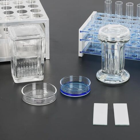 BorinGlass TLC Developing Tank, Square with Glass Lid, Small Borosilicate Glass Chamber for Thin Layer Chromatography Lab Analysis in Saudi Arabia