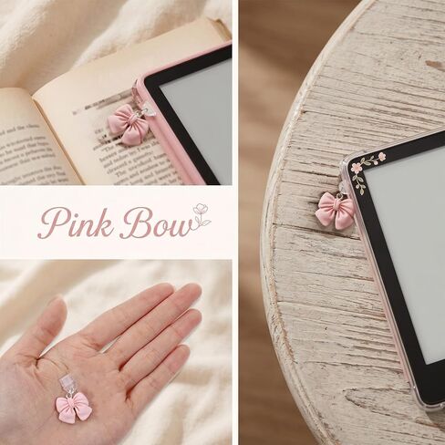 6 Pcs Dust Plug Charm Type C Pink Bow Flower Bear Design Charging Port Charm Phone Anti Dust Plug Charm USB C Port Protector Decorating Accessories for Type-C Devices Book Gift Women Men in Saudi Arabia