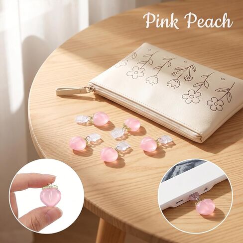 6 Pcs Dust Plug Charm Type C Pink Bow Flower Bear Design Charging Port Charm Phone Anti Dust Plug Charm USB C Port Protector Decorating Accessories for Type-C Devices Book Gift Women Men in Saudi Arabia