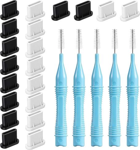USB C Dust Plug, Silicone Port Cover Protector with Cleaning Brush, Type C Charging Port Protectors Compatible with 17 16 15 Series Samsung Galaxy Google Pixel All Type C Devices in Saudi Arabia