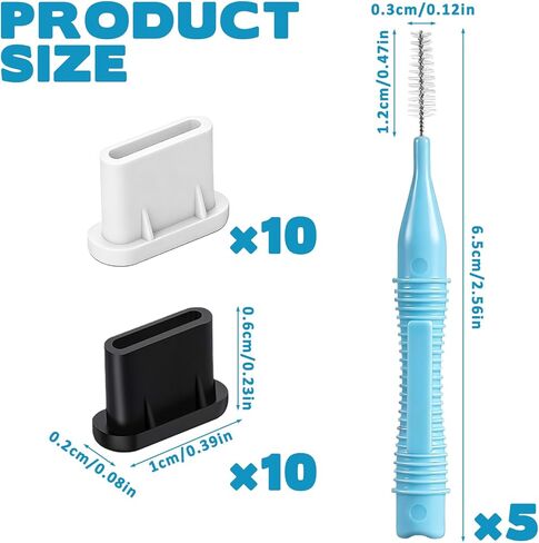 USB C Dust Plug, Silicone Port Cover Protector with Cleaning Brush, Type C Charging Port Protectors Compatible with 17 16 15 Series Samsung Galaxy Google Pixel All Type C Devices in Saudi Arabia