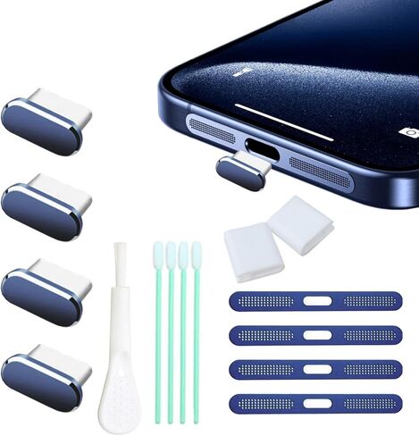 Metal USB C Dust Plug, Type-C Port Cap, Charging Port Plug Covers，Speaker Dust Covers for iPhone 17 Pro/Max, Equipped with Anti Loss Bracket, 4Pack (Dark Blue Max) in Saudi Arabia