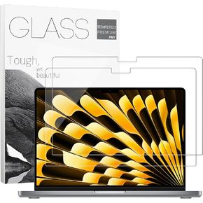 2Pack- 9H Hardness Tempered Glass 15" Screen Protector for Apple 2026-2023 MacBook Air 15.3 inch (Model: A3241 A3114 A2941) Laptop with M5 M4 M3 M2 Chip 15.3 inch Laptop, Bubble Free, Ultra Thin, Anti Scratch in Kuwait