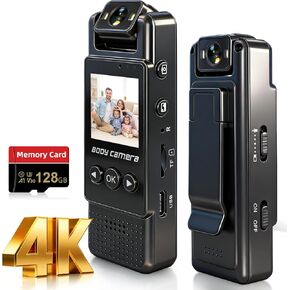 4k Mini Body Camera with Audio and Video Recording, 128GB Wearable Camera with 180° Rotating Lens, Chest Camera with Night Vision & 6-Hour Battery Life for Travel, Cycling, Work Security in Saudi Arabia
