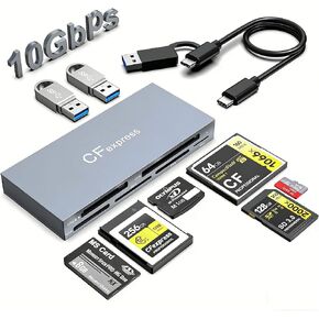 قارئ بطاقات CFexpress من النوع B 8 في 1، محول قارئ CF Express متعدد بسرعة 10 جيجابت في الثانية لقارئ بطاقات الذاكرة CFexpress Type B/CF/XD/MS/TF/SD مع منفذ بيانات USB Gen 3.2 لنظام التشغيل Windows/Mac/Linux/Android in Kuwait