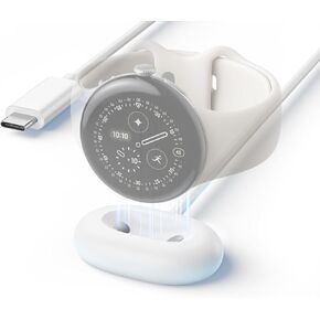 Charge Dock for Pixel 4 Watch - Compatible with Google Pixel Watch 4 41mm/45mm AI Smartwatch Replacement USB-C Magnetic Charger Stand Charging Station Cord - White in Saudi Arabia