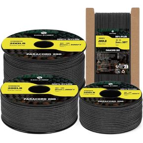 Paracord 2mm 3 Strands 50ft 100% Nylon Rope Type I Parachute Cord for Craft, Outdoor, DIY, Camping | Support 200lbs | Black in Saudi Arabia