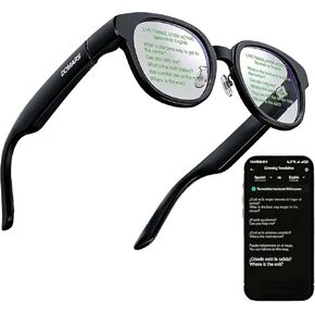 Smart Glasses with AR Display, Invisible Teleprompter Glasses for Speech, AI Real-Time Translation Glasses in 15 Languages, Bluetooth AI Smartglasses for Travel Business Meetings Men Women in Saudi Arabia