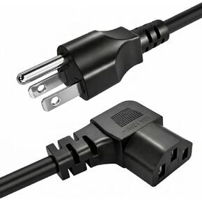 3 Prong AC Power Cord Right Angle 90 Degree Plug C13 Power Cable Replacement for TV, PC, Monitor, and Computer in Kuwait