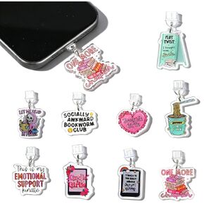 9Pcs Dust Plug Charm for E-Reader, About Funny Theme Charging Port Pendant Plug Cover Compatible with Type C/USB C, Gift for Phone Women Men Book Lover Students Teachers Friends in Saudi Arabia