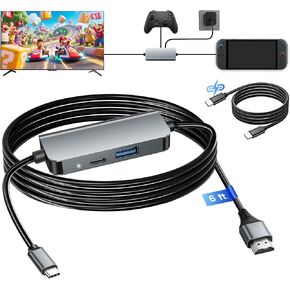 Switch 2 Dock with Integrated 6FT HDMI 2.1 Cable, 4K@120Hz Portable USB C TV Docking Station for Nintendo Switch 2, PD 100W Aluminum Mini Travel Dock for Switch 2, Steam Deck, ROG Ally in Kuwait