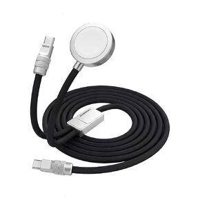 chubbycable Duo-Core Flex 2-in-1 USB C Cable 100W Fast Charging 5W [40Mins 80%] Magnetic Apple Watch Charger 4FT Soft Silicone Compatible with iWatch, iPhone, iPad, MacBook, AirPods, Orange in Saudi Arabia