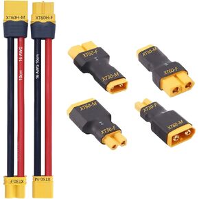 1Pairs XT60 to XT30 Female Male Connector Adapter, 2 Pairs XT30 Male Female Connector to XT60 Male Female Connector Adapter Plug for RC Drone LiPo Battery in Kuwait