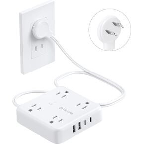 شريط طاقة TROND 2 Prong، محول مخرج 2 إلى 3 شوكات، قابس مسطح مستقطب بطول 5 أقدام، 8 تيار متردد 4 USB 1625 وات، واقي من زيادة التيار 1440J، حامل على الحائط، مثالي لمنافذ المنزل القديمة غير المؤرضة، أبيض in Kuwait