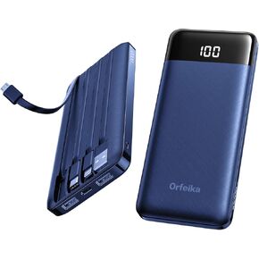 Portable Phone Charger, 10000mAh Portable Charger Power Bank with Built-in Cables, Travel Essential Battery Pack Compatible with iPhone, Samsung, Google, iPads, Tablets, etc in Saudi Arabia