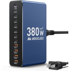 12 منفذًا من سبائك الألومنيوم MEKIOJEO 380 وات محطة شحن USB C كتلة الشاحن in Kuwait