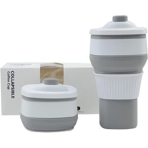 Collapsible Travel Coffee Cups Set of 2 - Silicone Foldable Mugs with Leakproof Lids, BPA Free, Microwave and Dishwasher Safe - 10oz (300ml) for Travel, Office, Camping in Saudi Arabia