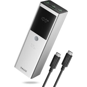 TALIX 125W Power Bank, 12800mAh Portable Laptop Charger with 240W USB-C Cable and 3-Port, PD Fast Charging Battery Pack for Laptop/Lenovo/Dell/MacBook/iPhone 17/Moto/Samsung S26, TSA Approved in Kuwait