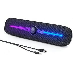 سماعات كمبيوتر SOULION لسطح المكتب، مكبر صوت بلوتوث يعمل بمنفذ USB مع ضوء LED، مكبر صوت Aux 3.5 مم مع زر تحكم في مستوى الصوت دوار لشاشة الكمبيوتر المحمول وألعاب الموسيقى المكتبية، رمادي in Kuwait