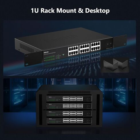 24 Port 2.5Gb Ethernet Network Switch 24 x 2.5 Gigabit Base-T Port | 2 x 10G SFP+ | Compatible with 10-100-1000Mbps | Fanless Metal Internet Switch | 19 Inch Rack Mount | 160G Bandwidth in Saudi Arabia