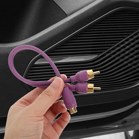 HANABASS 2pcs Car Amplifier Splitter RCA Audio Splitter Cable 1 Female to 2 Male Y Adapter for Car Audio Modification and Subwoofer Installation in Saudi Arabia