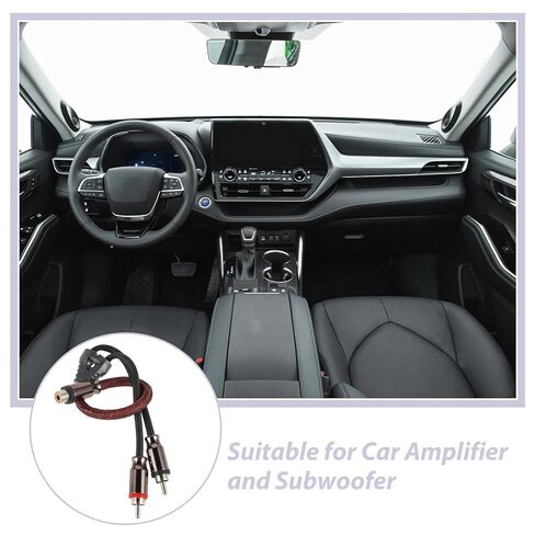 Cabilock RCA Amplifier Wire Car Audio Speaker Cable 1 Female to 2 Male Pure Copper with Red Mesh Sleeve for Subwoofer and Power Amplifier Installation in Saudi Arabia