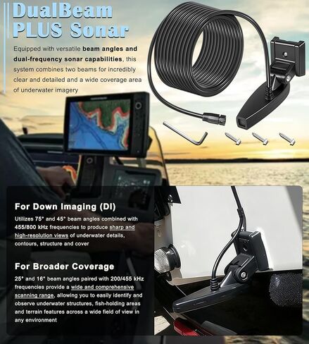 710226-1 XNT 9 DI T Transom Mount Transducer with Dual Beam Sonar and Down Imaging - 200/455 kHz, for Humminbird Transom DualBeam Down Imaging Transducer with Temperature Sensor, 20Ft Cable Length in Saudi Arabia